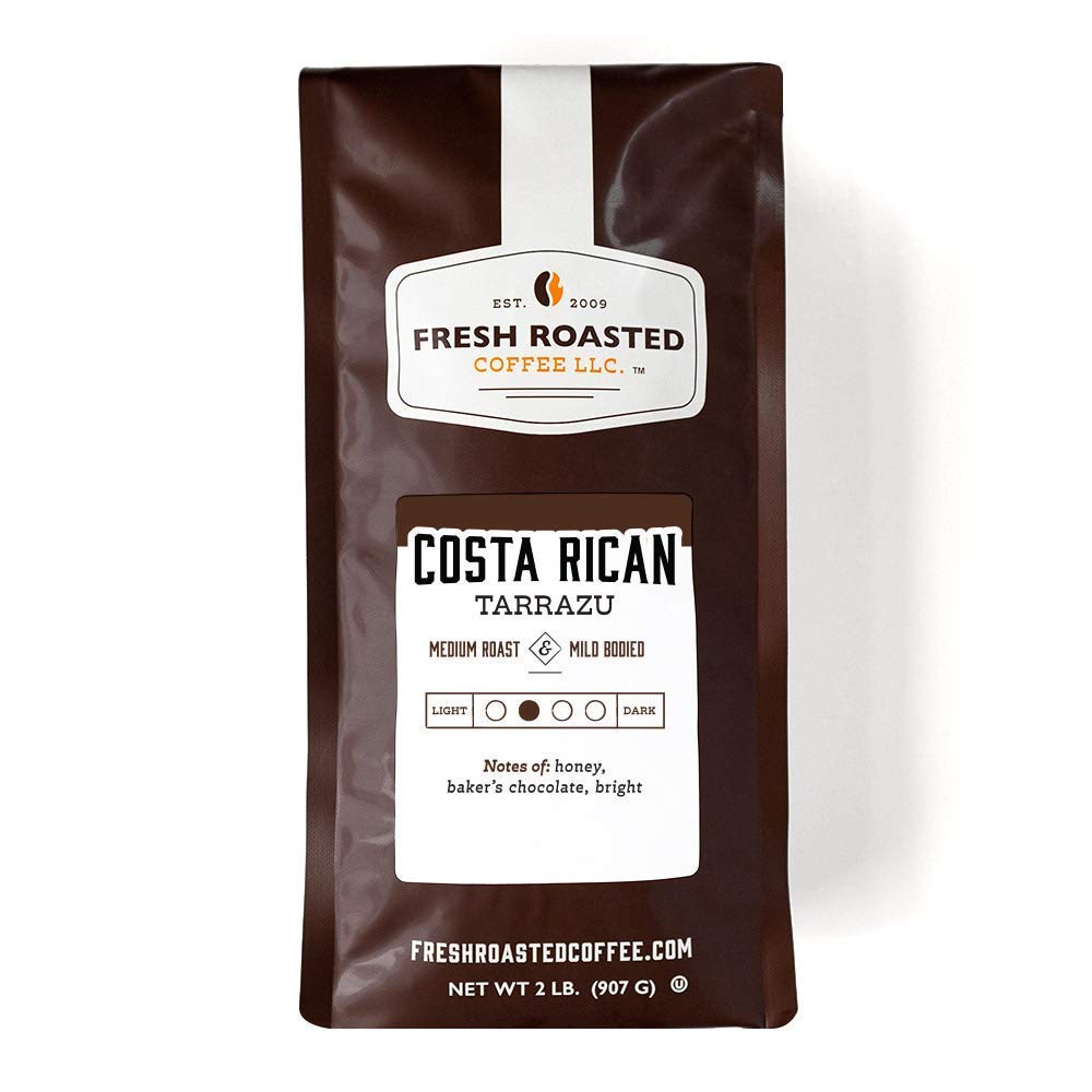 Fresh Roasted Coffee, Costa Rican Tarrazu, 2 lb (32 oz), Medium Roast, Kosher, Whole Bean